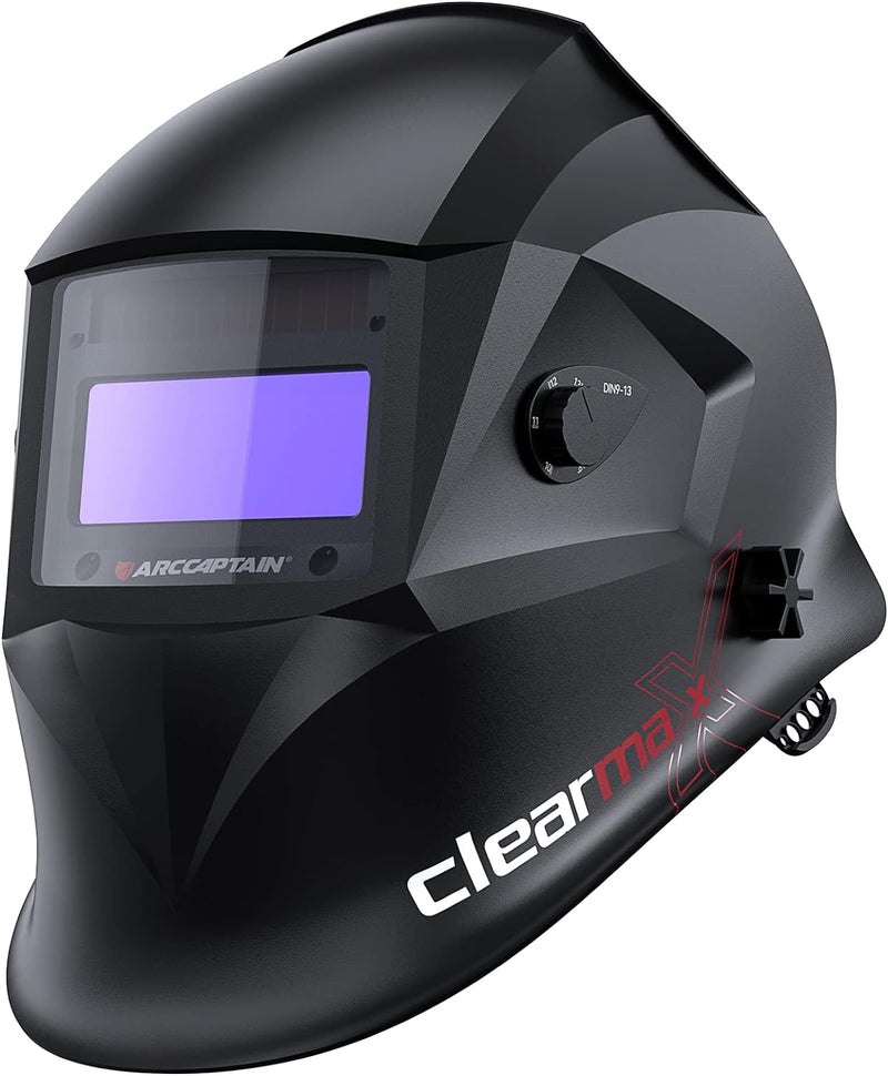 Welding Helmet Auto Darkening, True Color Solar Powered Welding Mask with 4 Arc Sensor, 1/1/1/1 Optical Clarity and Adjustable Shade 4/9-13 Welder Helmet Y6486