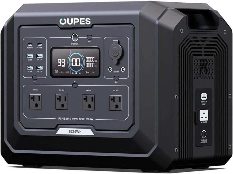 1 Portable Power Station 2000W (4500W Peak), 1024Wh LiFePO4 Battery Generator with 1400W AC Charging & 800W Solar Charging, Expandable to 5120Wh, for Home, Power Outages, Camping & RVs K2173