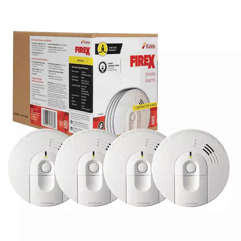 i4618 4-Pack Hardwired Smoke Alarm with Ionization Sensor, 120V AC, 9V Battery Backup B935