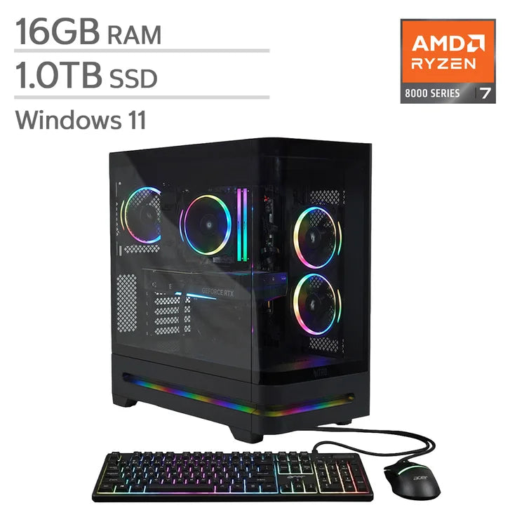 Acer Nitro 85 Gaming Desktop, AMD Ryzen 7 8700F - 16GB RAM, 1 TB SSD, NVIDIA GeForce RTX 5060 N8961