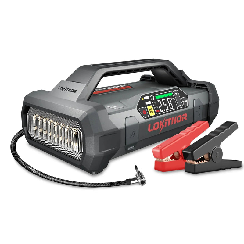 Starter with Air Compressor, 1500Amp 12V Portable Car Battery Booster Pack for Upto 7.0L Gas or 4.5L Diesel, 150 PSI Tire Inflator with Digital Screen, 24 Months Ultra-Long Standby K5893