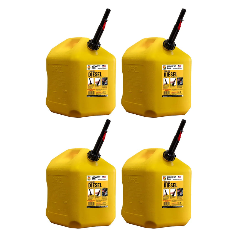 5 Gallon Diesel Can Fuel Container w/ Auto Shut Off (4 Pack) W947