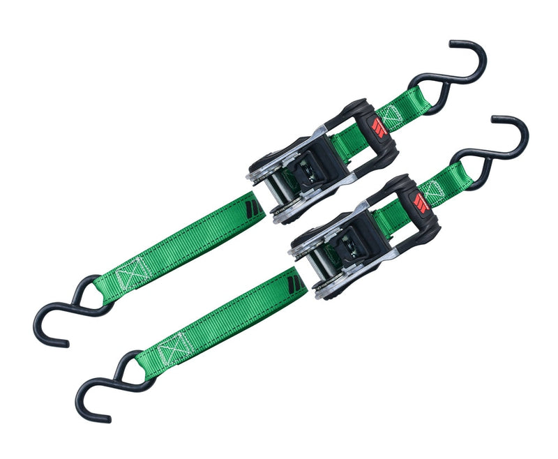 1,500-lb Ratchet Tie Down Straps, with Padded Handle, 1-in x 10-ft, 2-pk M5534